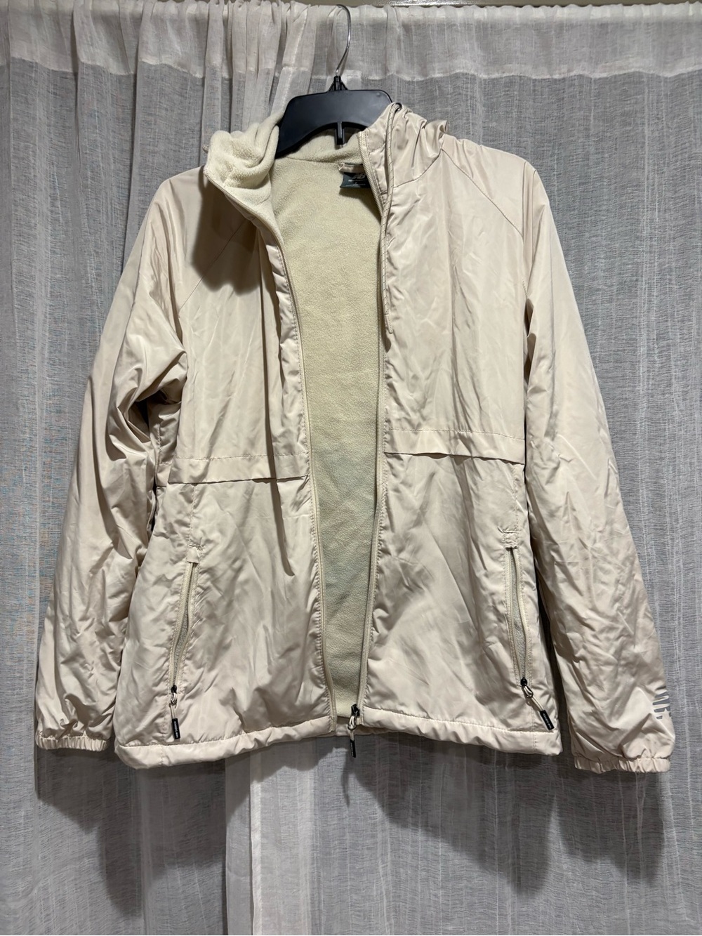 New Balance Cream Hooded Fleece-Lined Jacket